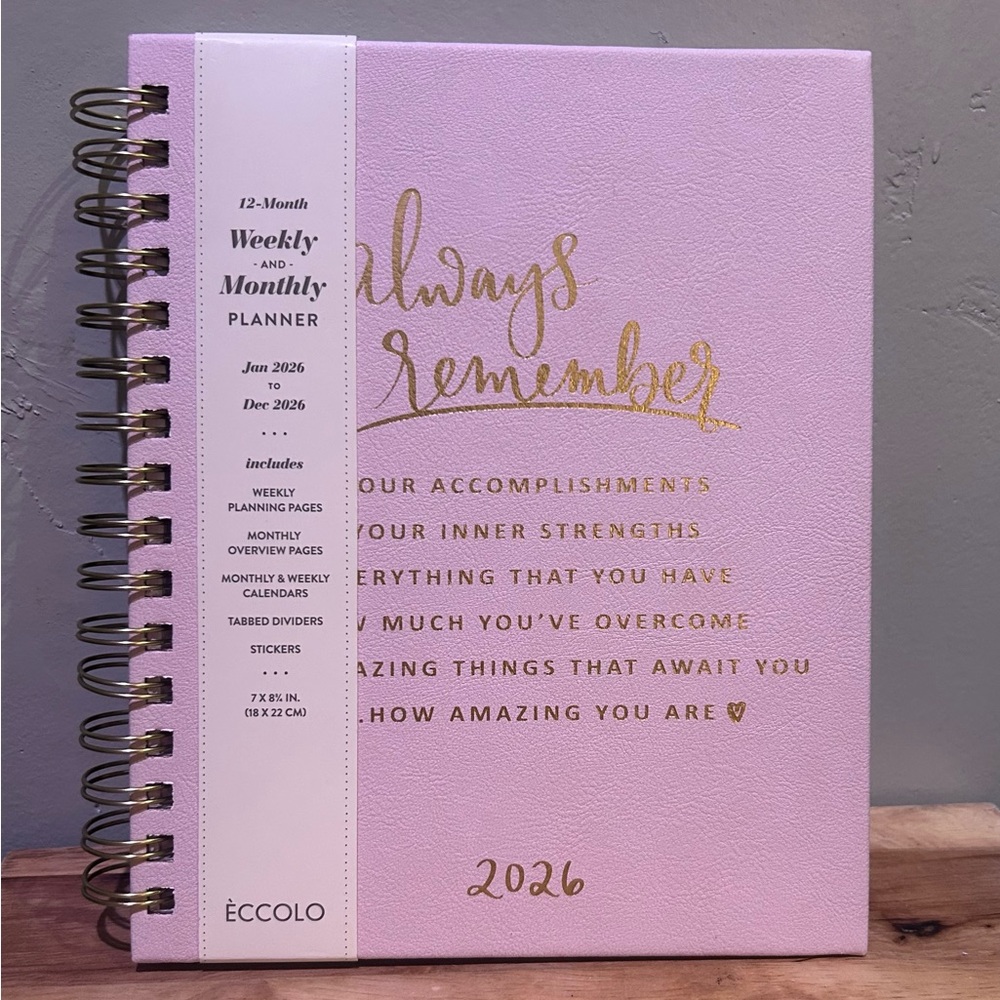 Eccolo 2026 Inspirational 12 Month Spiral Bound Weekly And Monthly Planner NWTS